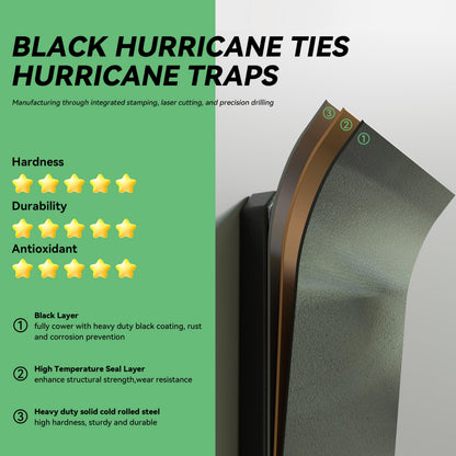 10 PCS Heavy Duty Black Hurricane Ties for Rafters,13 Gauge Thickness 2.2mm