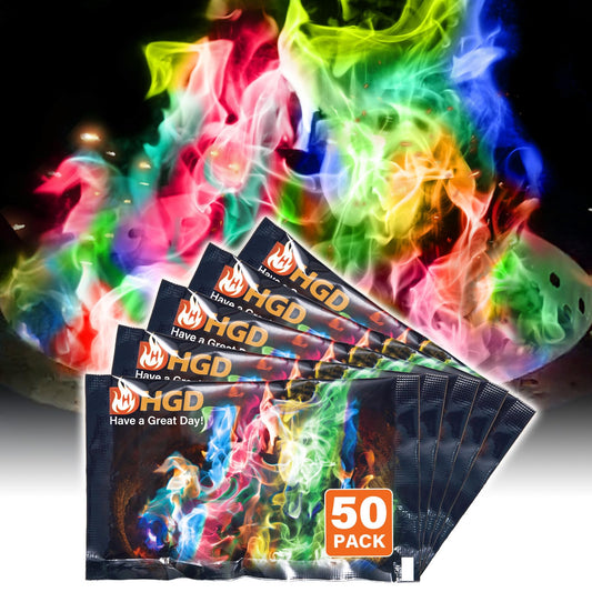 HGD (6 Pack) Magic Campfire Fire Color Changing Packets for Fire Pit, Indoor/Outdoor Fireplace, Bonfire - Rainbow Magical Flame, Camping Accessory, Compatible with Wood