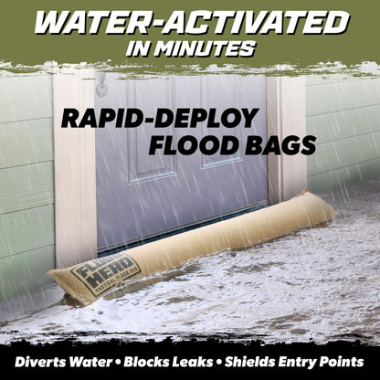 Flood Hero 6 ft Water Activated Sandbags - 2 Pack Flood Bag Barriers for Home