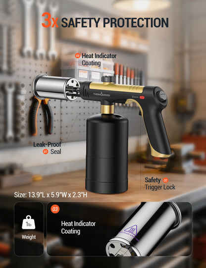 ThermoMaven Propane Torch Gun, One-Touch Max Fire Flame Thrower, Silver