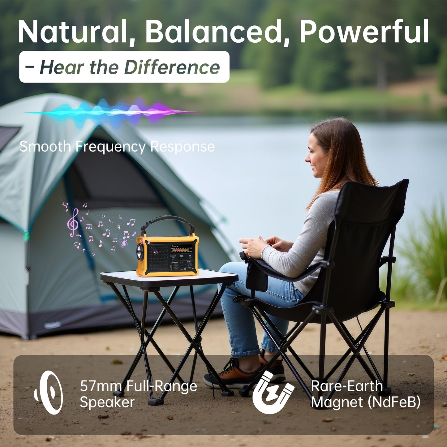 Solar Radio Emergency Hand Crank 12000mAh with Clear Signal, AM FM NOAA Weather Radio Battery Operated with 2-Mode LED Flashlight Cell Phone Charger Dual Outputs SOS