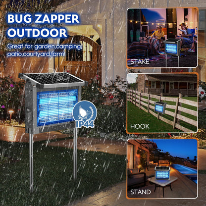 Solar Bug Zapper 4500V, Waterproof Mosquito Zapper Fly Traps Outdoor Patio
