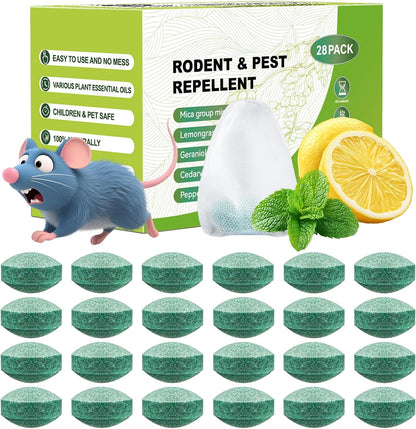 Pest Rodent Repellent, 28-Pack Peppermint Oil Packs for Mice, Rats, Spiders, Roaches & Ants