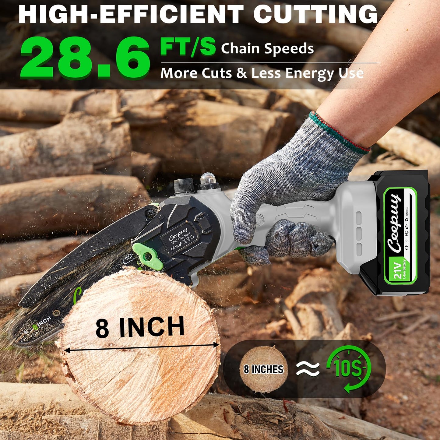 CEEPUY Mini Chainsaw Cordless,6 Inch Portable Electric Chainsaw with Automatic Oiler/Security Lock/Battery Powered Small Handheld Saw for Trees Branches Trimming,Wood Cutting, Gifts for Men Women