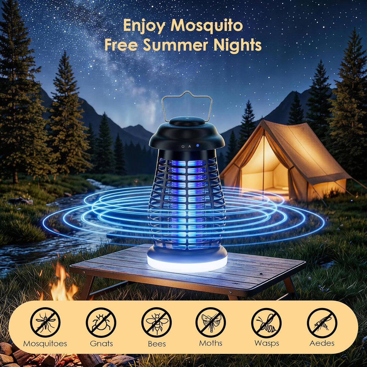 Cordless 4200V Rechargeable Bug Zapper, Portable Fly & Mosquito Trap