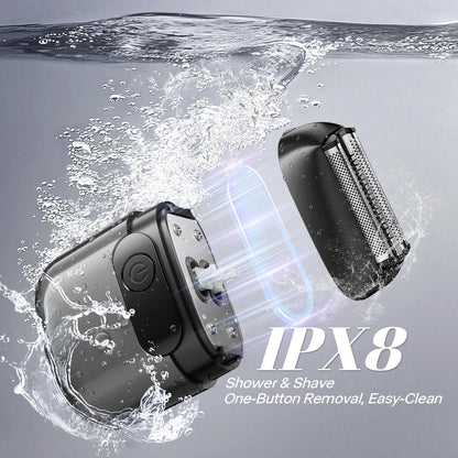 Electric Foil Shaver for Men, Compact 3D Floating Shaving Heads, Electric Razor for Men, IPX8 Waterproof, USB-C Fast Energy, 90-Min Runtime, LED Display, Wet/Dry, Travel Lock Father's Day Gunmetal