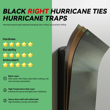 10 PCS Heavy Duty Black Hurricane Ties for Rafters,13 Gauge Thickness 2.2mm