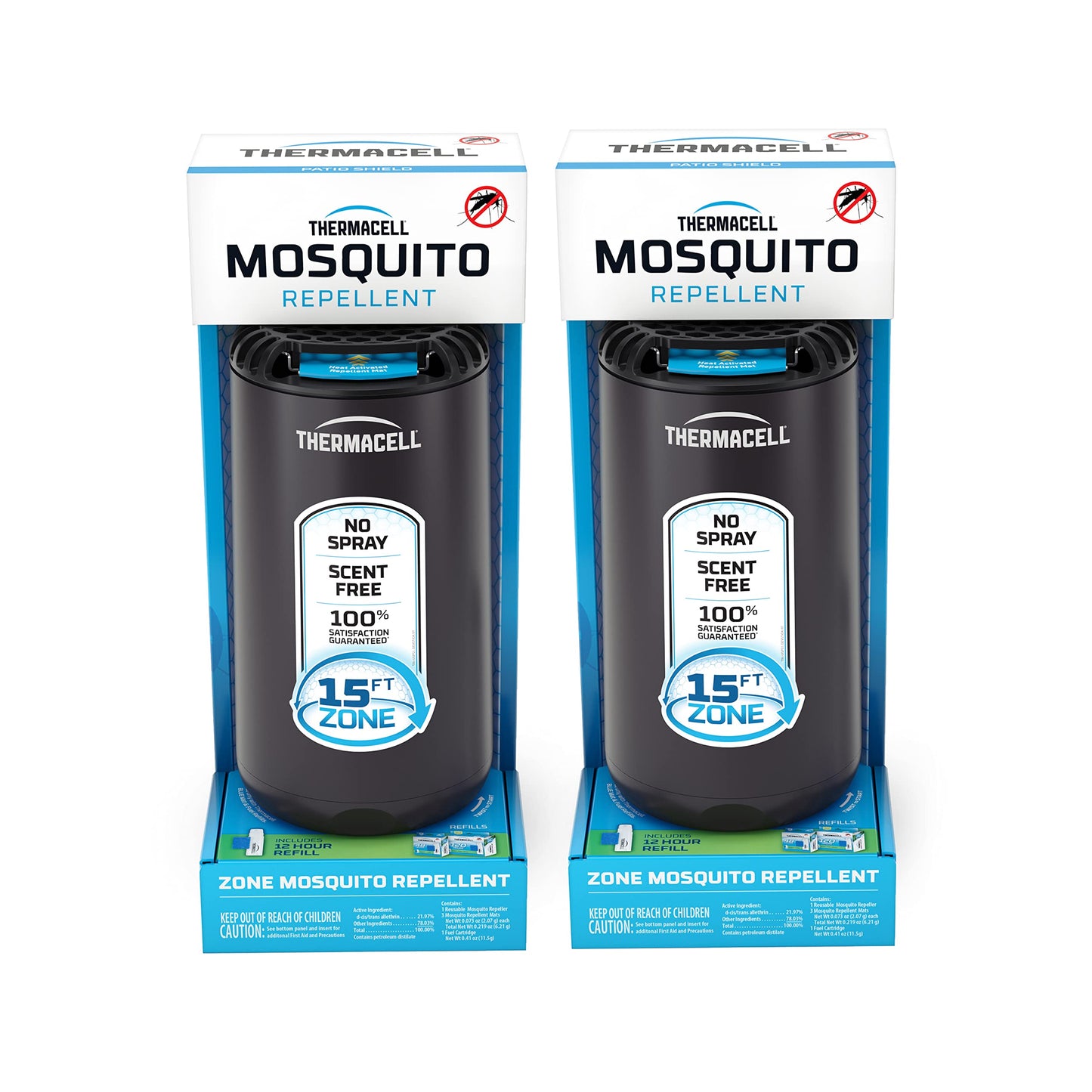 Thermacell Fuel-ZoneGuard Base Fuel Powered Mosquito Repeller; 15-Foot Zone of Scientifically Proven Outdoor Protection; Patio Shield; 12-Hr Refill; DEET-Free; Bug Spray Alternative; Glacial Blue
