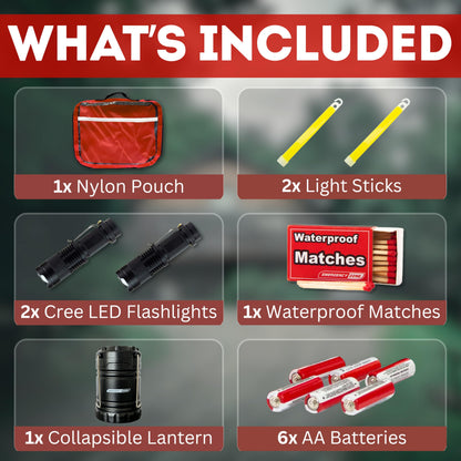 Emergency Zone Power Outage Emergency Kit - Items to Provide Light in Durable Nylon Pouch
