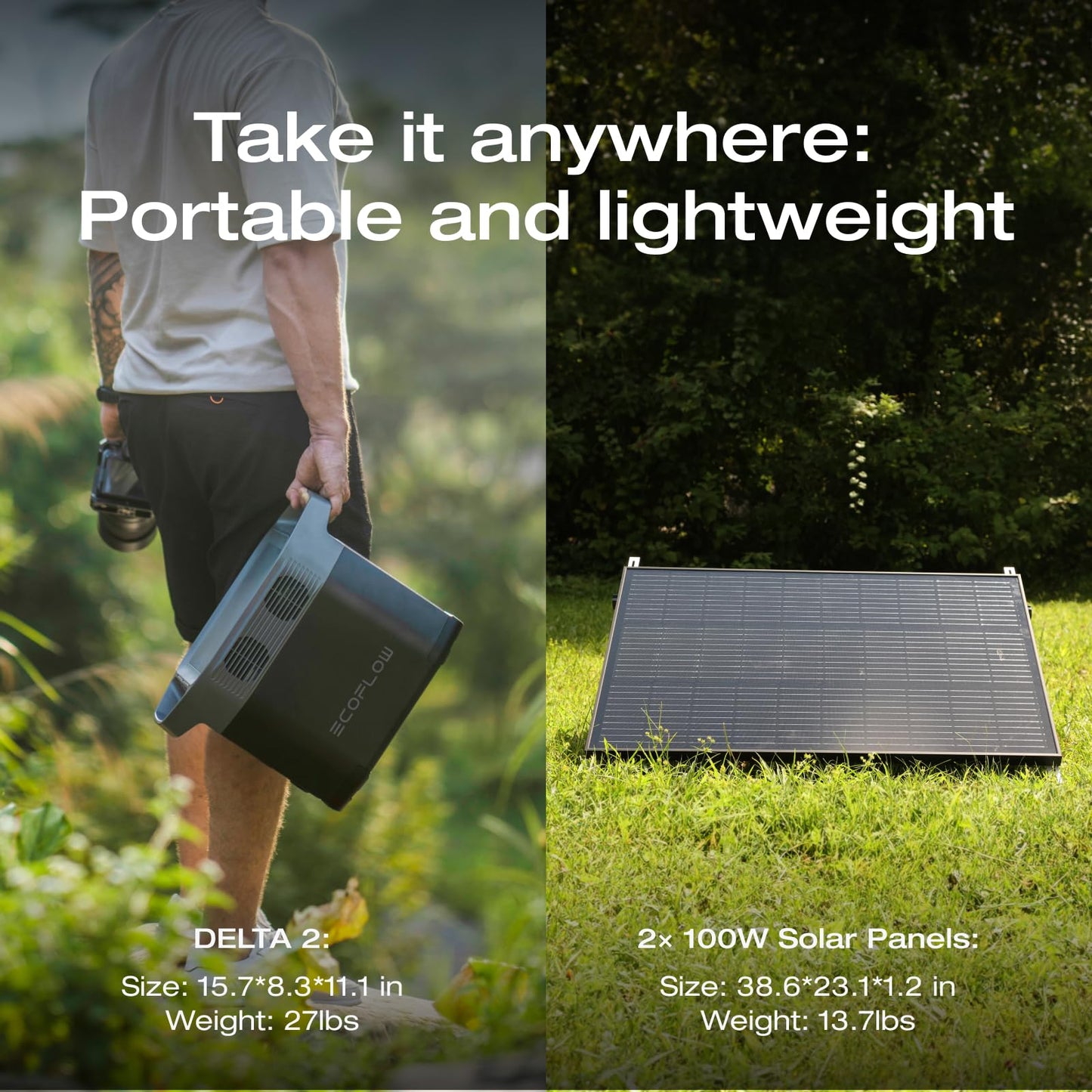 EF ECOFLOW Solar Generator Delta 2 with 220W Solar Panel, 1024Wh LFP(LiFePO4) Battery, 1800W AC/100W USB-C Output, Fast Charging Portable Power Station for Home Backup Power, Camping & RVs