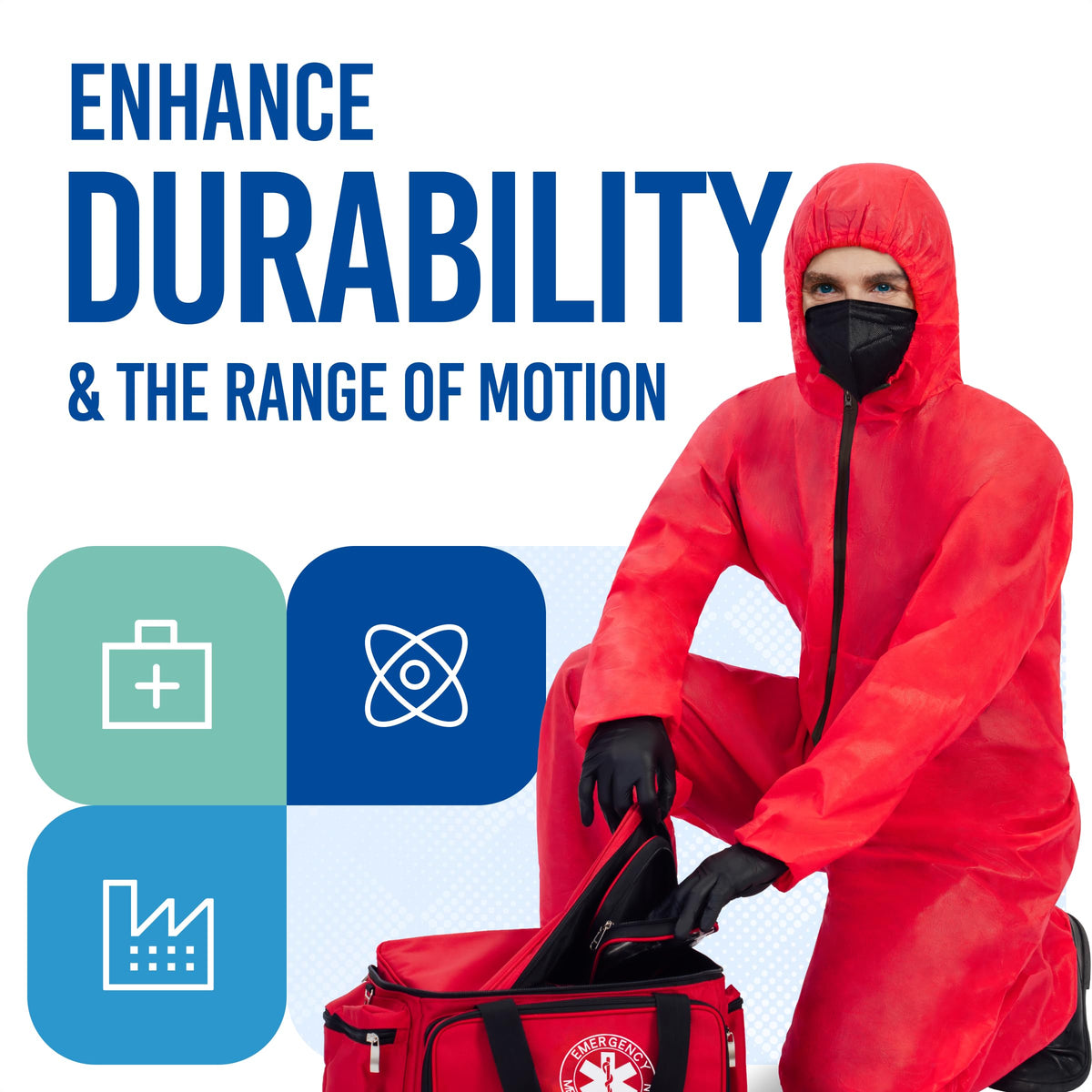 Medtecs Disposable Coverall Suits, Medical Protective PPE, 6 Sizes