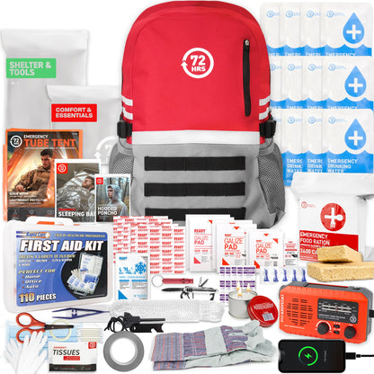 72 HRS Deluxe 72-Hour Emergency Survival Kit, Bag, First Aid, Water & Food