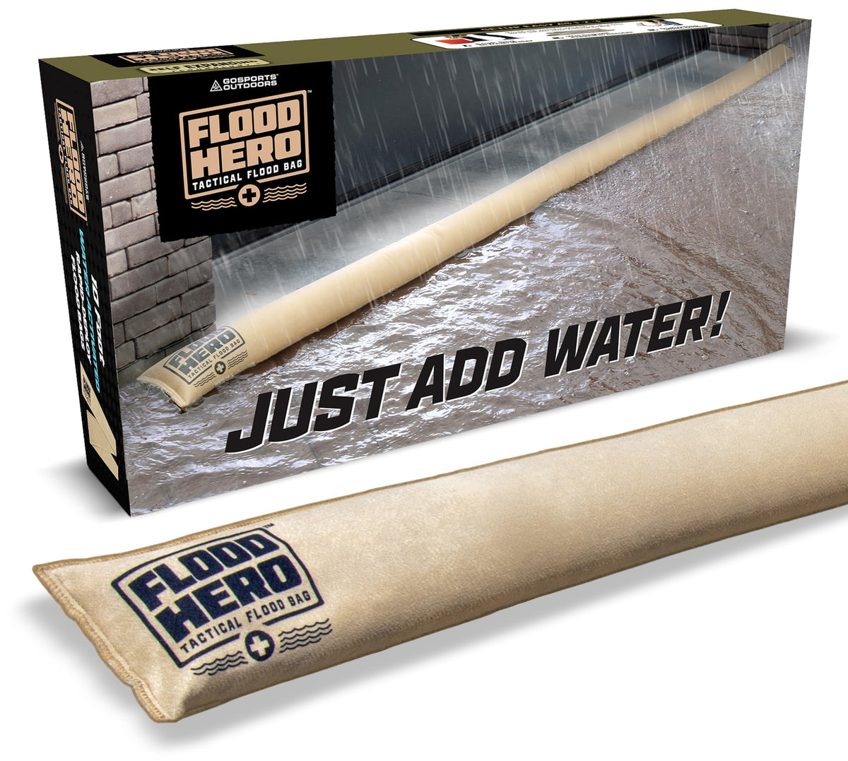 Flood Hero 6 ft Water Activated Sandbags - 2 Pack Flood Bag Barriers for Home