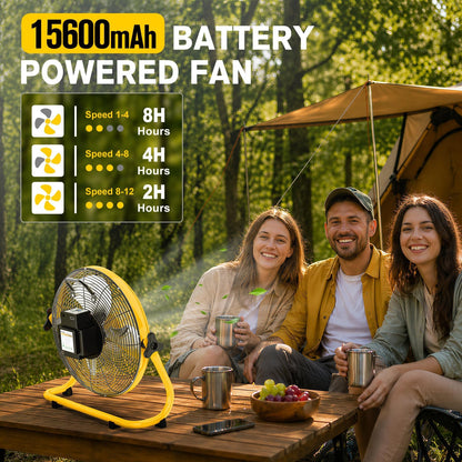 16" Solar Powered Fan with 20W Detachable Solar Panel, Black