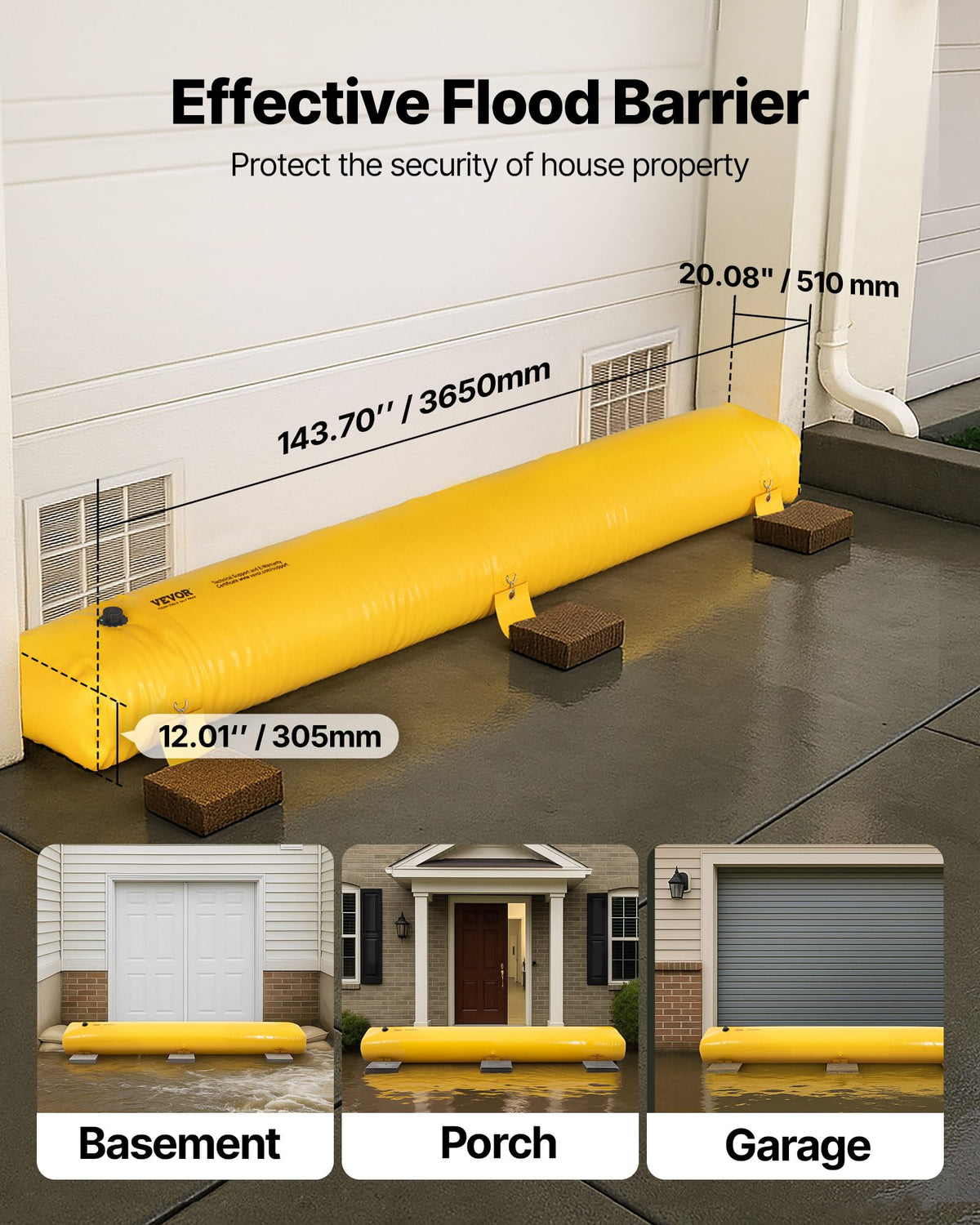 Flood Barriers, 4-Pack Sandbag Alternative, 4 ft × 6 in. Water Barriers
