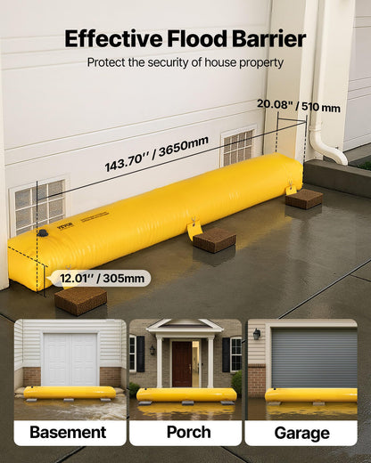 Flood Barriers, 4-Pack Sandbag Alternative, 4 ft × 6 in. Water Barriers