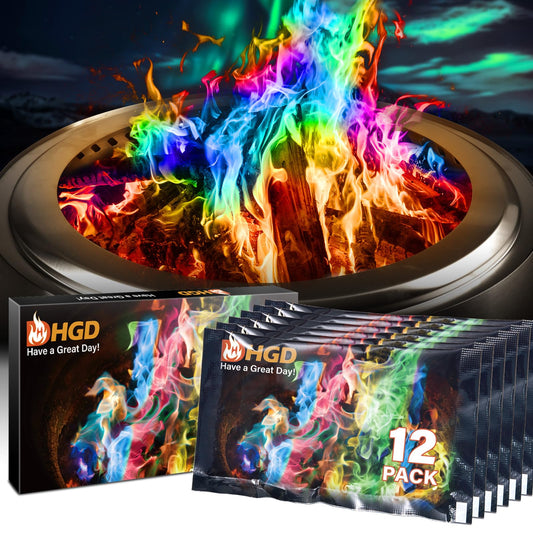 HGD (6 Pack) Magic Campfire Fire Color Changing Packets for Fire Pit, Indoor/Outdoor Fireplace, Bonfire - Rainbow Magical Flame, Camping Accessory, Compatible with Wood
