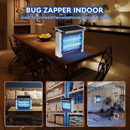Solar Bug Zapper 4500V, Waterproof Mosquito Zapper Fly Traps Outdoor Patio