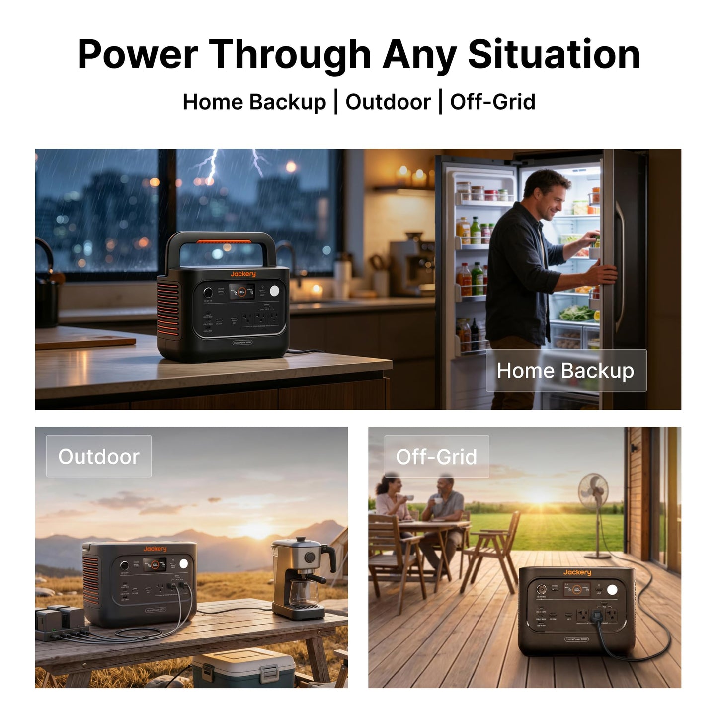 Jackery Explorer 1000 v2 Portable Power Station,1070Wh LiFePO4 Battery,1500W AC/100W USB-C Output, 1 Hr Fast Charge, Solar Generator for Camping,Emergency, RV, Off-Grid Living(Dune White)