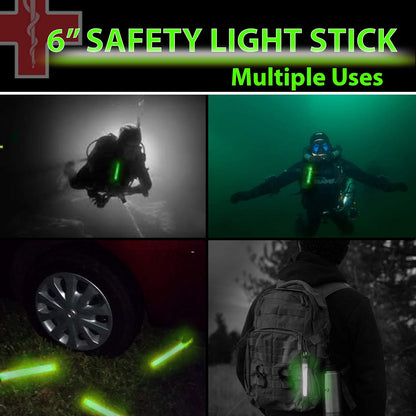 25 Green Glow Sticks, 6 in., Individually Packed with Lanyards, Up to 12-Hour Glow