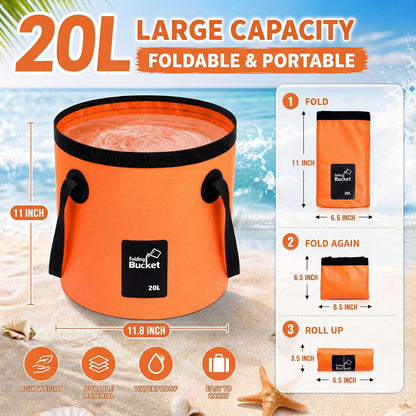 3 Gallon 4 Pack Collapsible Bucket, Foldable Water Bucket with Handles, Portable Camping Buckets for Fishing, Hiking, Cleaning, Outdoor & Travel Use (Multicolor)