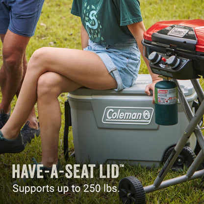 Coleman Classic Series Insulated Portable Rolling Cooler with Wheels, Leak-Resistant Outdoor Hard Cooler Keeps Ice up to 5 Days, 100-Quart