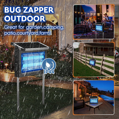 Solar Bug Zapper 4500V, Waterproof Mosquito Zapper Fly Traps Outdoor Patio