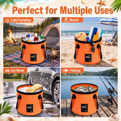 3 Gallon 4 Pack Collapsible Bucket, Foldable Water Bucket with Handles, Portable Camping Buckets for Fishing, Hiking, Cleaning, Outdoor & Travel Use (Multicolor)
