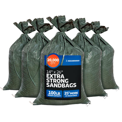 Sandbaggy Heavy-Duty Empty Sandbags, 14 × 26 in., Reusable UV-Resistant, 10-Pack
