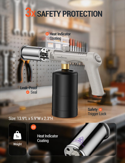 ThermoMaven Propane Torch Gun, One-Touch Max Fire Flame Thrower, Silver