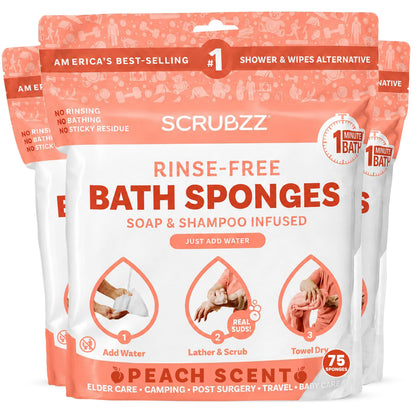 Scrubzz No-Rinse Bathing Wipes, 25 per Pack