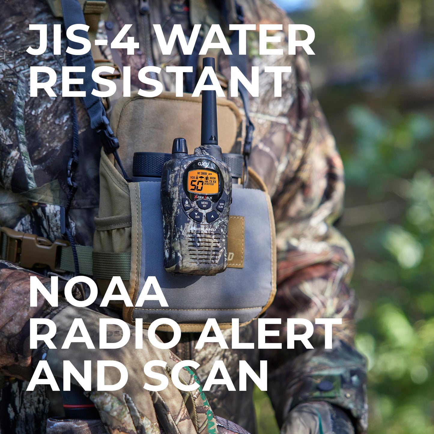 Midland GXT1000X3VP4 GMRS Two-Way Radio (50-Channel, Long Range, 142 Privacy Codes, SOS, NOAA, Rechargeable Nickle Battery, Black/Silver, 3-Pack)