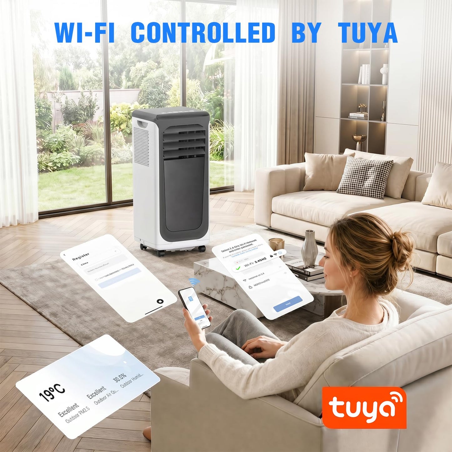 Portable Air Conditioner, 3-in-1 8500 BTU AC Unit with Fan & Dehumidifier – Quiet Cooling for Bedroom, Home Office up to 450 sq.ft, Includes Complete Window Mount Kit