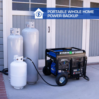 DuroMax XP12000EH 12,000-Watt Dual Fuel Portable Generator – Gas & Propane, Electric Start, Whole Home Backup Power, Transfer Switch Ready, RV & Emergency Ready