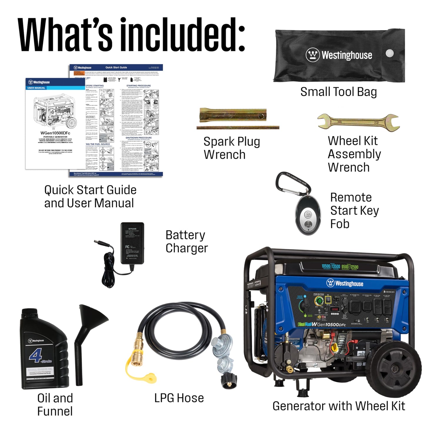 Westinghouse 13500 Peak Watt Dual Fuel Home Backup Portable Generator, Remote Electric Start, Transfer Switch Ready, Gas and Propane Powered