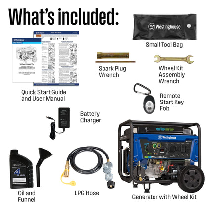 Westinghouse 13500 Peak Watt Dual Fuel Home Backup Portable Generator, Remote Electric Start, Transfer Switch Ready, Gas and Propane Powered