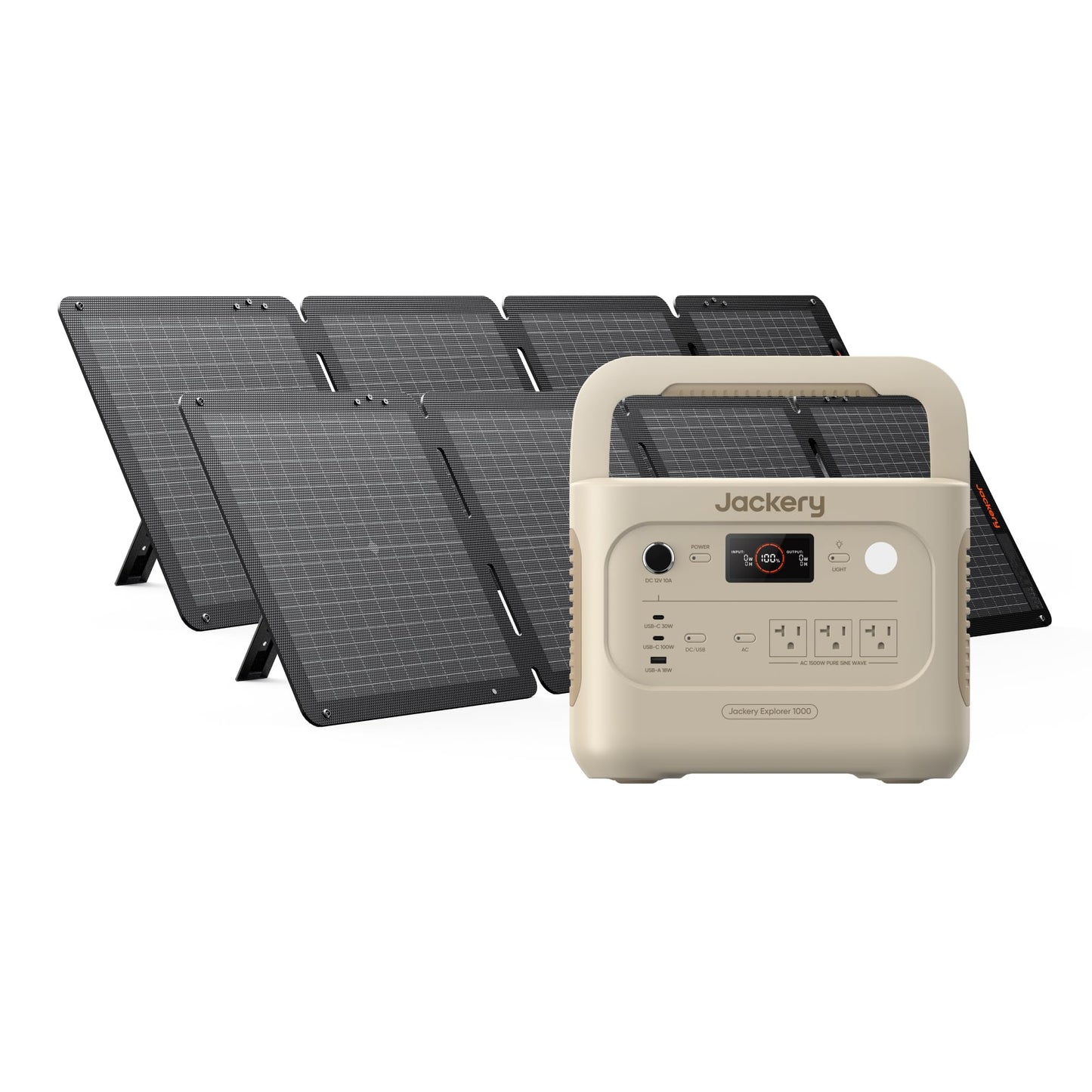 Jackery Explorer 1000 v2 Portable Power Station,1070Wh LiFePO4 Battery,1500W AC/100W USB-C Output, 1 Hr Fast Charge, Solar Generator for Camping,Emergency, RV, Off-Grid Living(Dune White)
