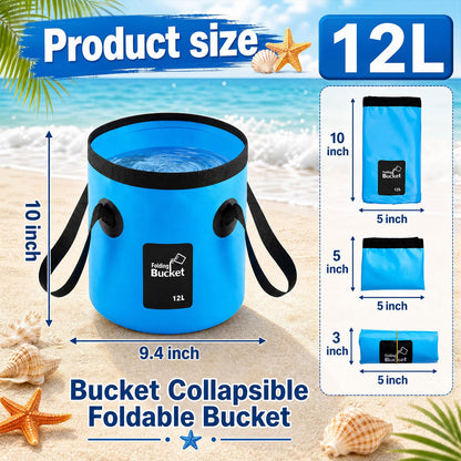 3 Gallon 4 Pack Collapsible Bucket, Foldable Water Bucket with Handles, Portable Camping Buckets for Fishing, Hiking, Cleaning, Outdoor & Travel Use (Multicolor)