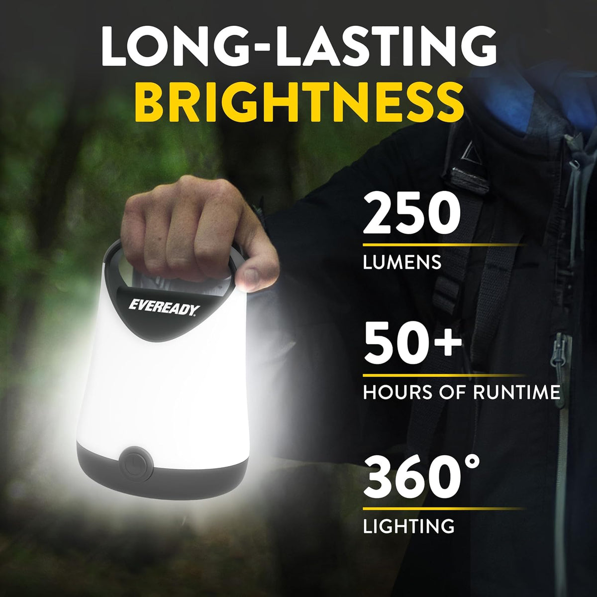 Eveready LED Camping Lantern X-250, 2-Pack, Water-Resistant, 100-Hour Runtime