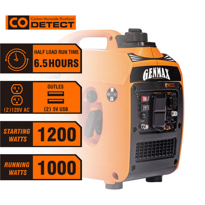 GENMAX Generator，EPA Compliant, Eco-Mode Feature, Ultra Lightweight for Backup Home Use & Camping