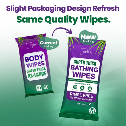 OPTEEL Super Thick Bathing Wipes for Adults Bathing No Rinse – Full Body Shower Wipe, Ideal for Men, Women & Elderly – Extra Large & Soft Travel Wipes Perfect Alternative to Shower – 8 Packs (80ct)