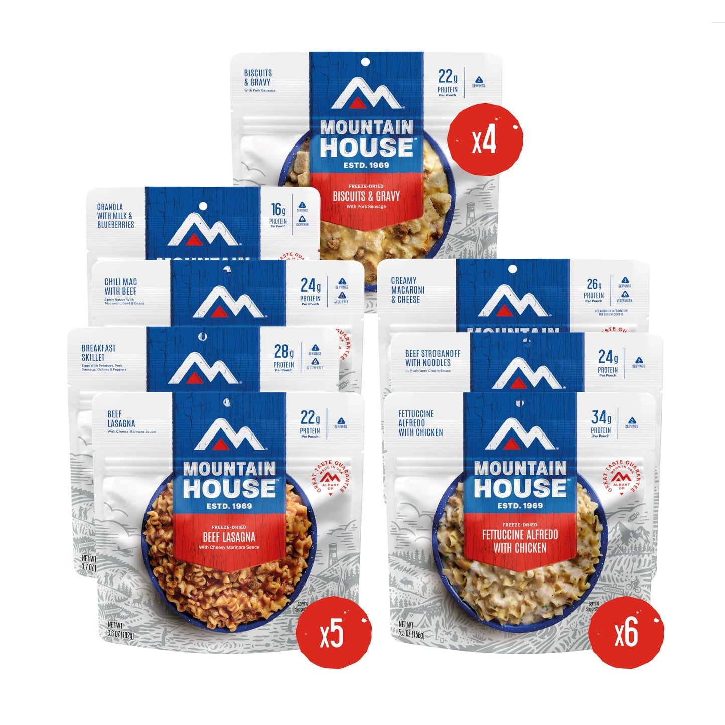 Mountain House Emergency Meal Assortment Kits, Freeze-Dried Survival Food Kit for Disaster Preparedness & Long-Term Storage, 30-Year Shelf Life