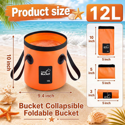 3 Gallon 4 Pack Collapsible Bucket, Foldable Water Bucket with Handles, Portable Camping Buckets for Fishing, Hiking, Cleaning, Outdoor & Travel Use (Multicolor)