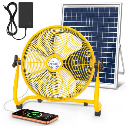 16" Solar Powered Fan with 20W Detachable Solar Panel, Black