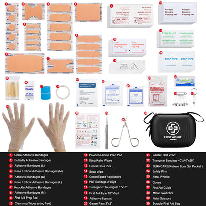 Mini First Aid Kit - 150 Piece Small Waterproof Hard Shell Medical Kit for Home, Car, Travel, Camping, Truck, Hiking, Sports, Office, Vehicle & Outdoor Emergencies- Small First Aid Medical Kit (Red)