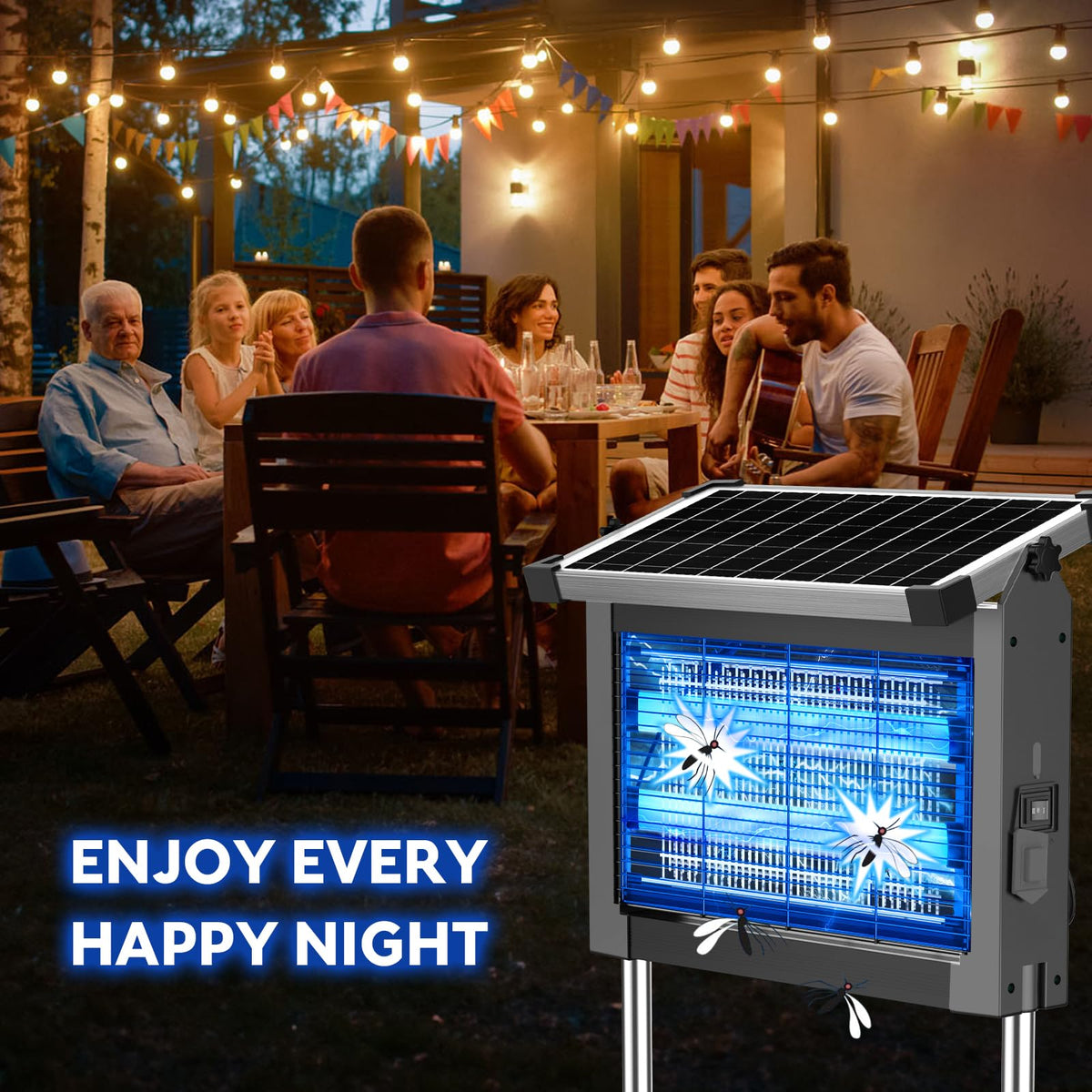 Solar Bug Zapper 4500V, Waterproof Mosquito Zapper Fly Traps Outdoor Patio