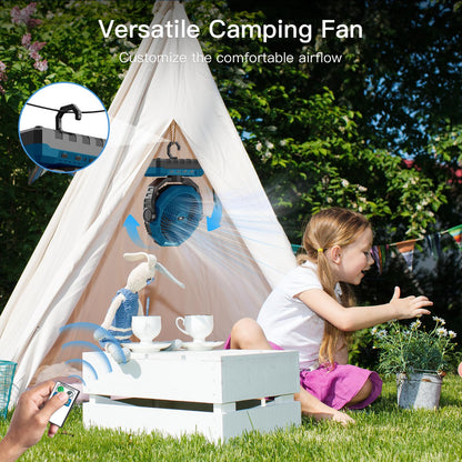FRIZCOL 3-in-1 Camping Fan - Portable Fans Rechargeable - 24000mAh Battery Powered Fan with Light & Remote for Indoor, Outdoor, Tent, Travel, Fishing, Jobsite, Gifts for Men Dad Him - Orange