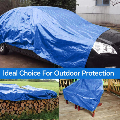 Blue Tarp 8x10 FT (4 Pack), 5 Mil Waterproof Poly Tarp, Reinforced Edges, Upgraded 20" Grommet Spacing, Multi-Purpose Tarpaulin, Cover for Camping, Roof, Yard, Budget Value Pack