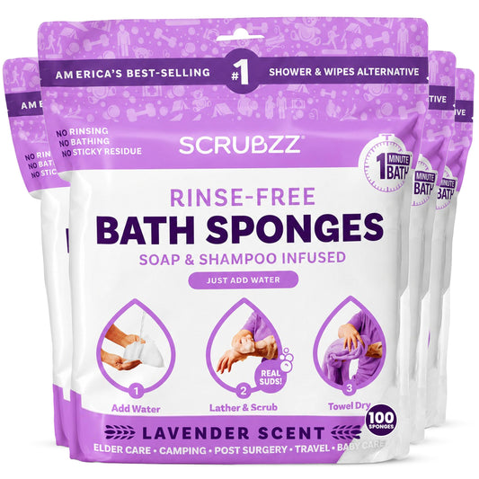 Scrubzz No-Rinse Bathing Wipes, 25 per Pack