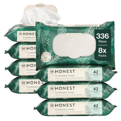 The Honest Company Hypoallergenic Flushable Wipes for Sensitive Skin, Gilded Wings, 42 Count